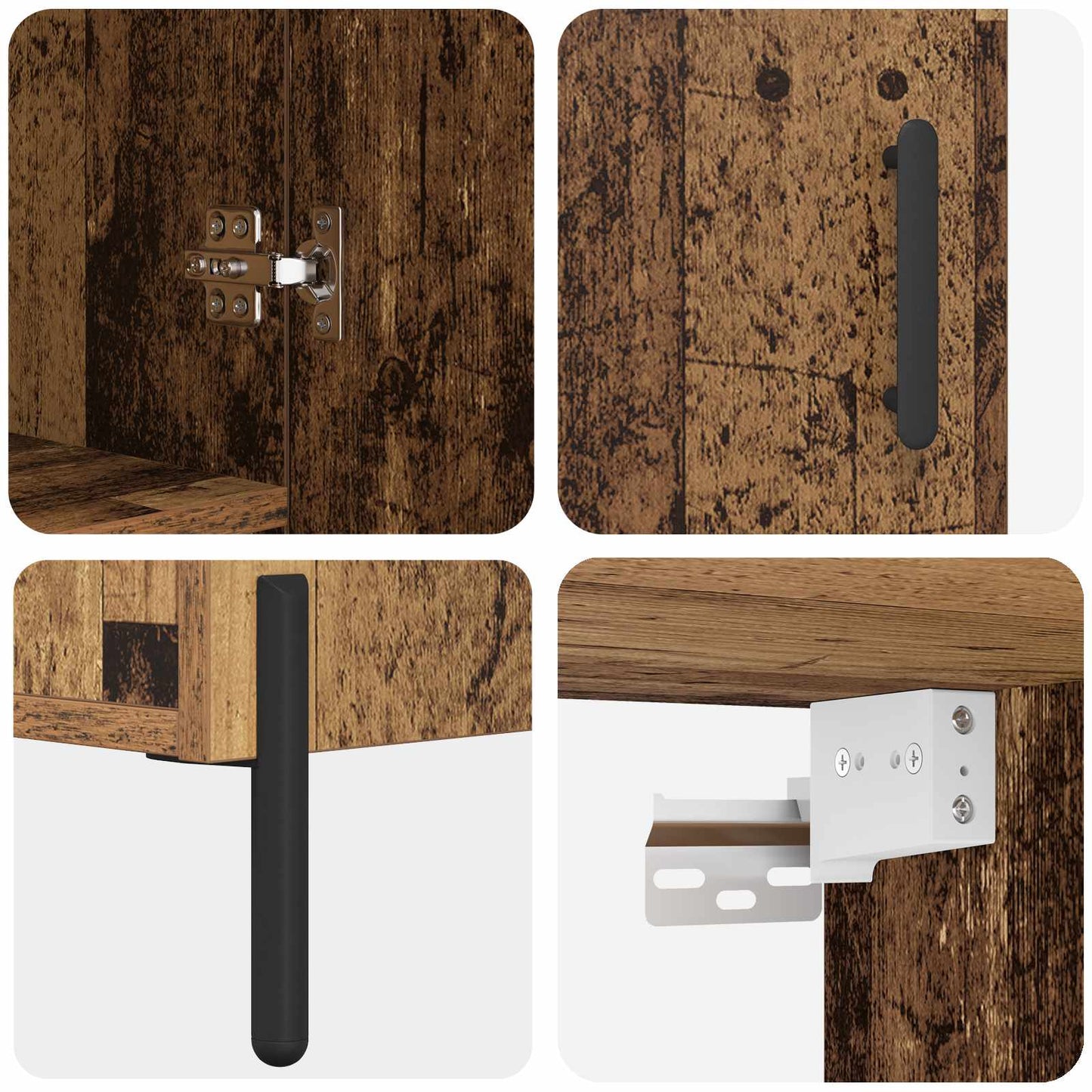 vidaXL Highboard Wandmontiert Altholz 69,5 x 34 x 180 cm Holzwerkstoff