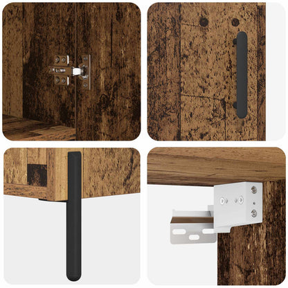 vidaXL Highboard Wandmontiert Altholz 69,5 x 34 x 180 cm Holzwerkstoff