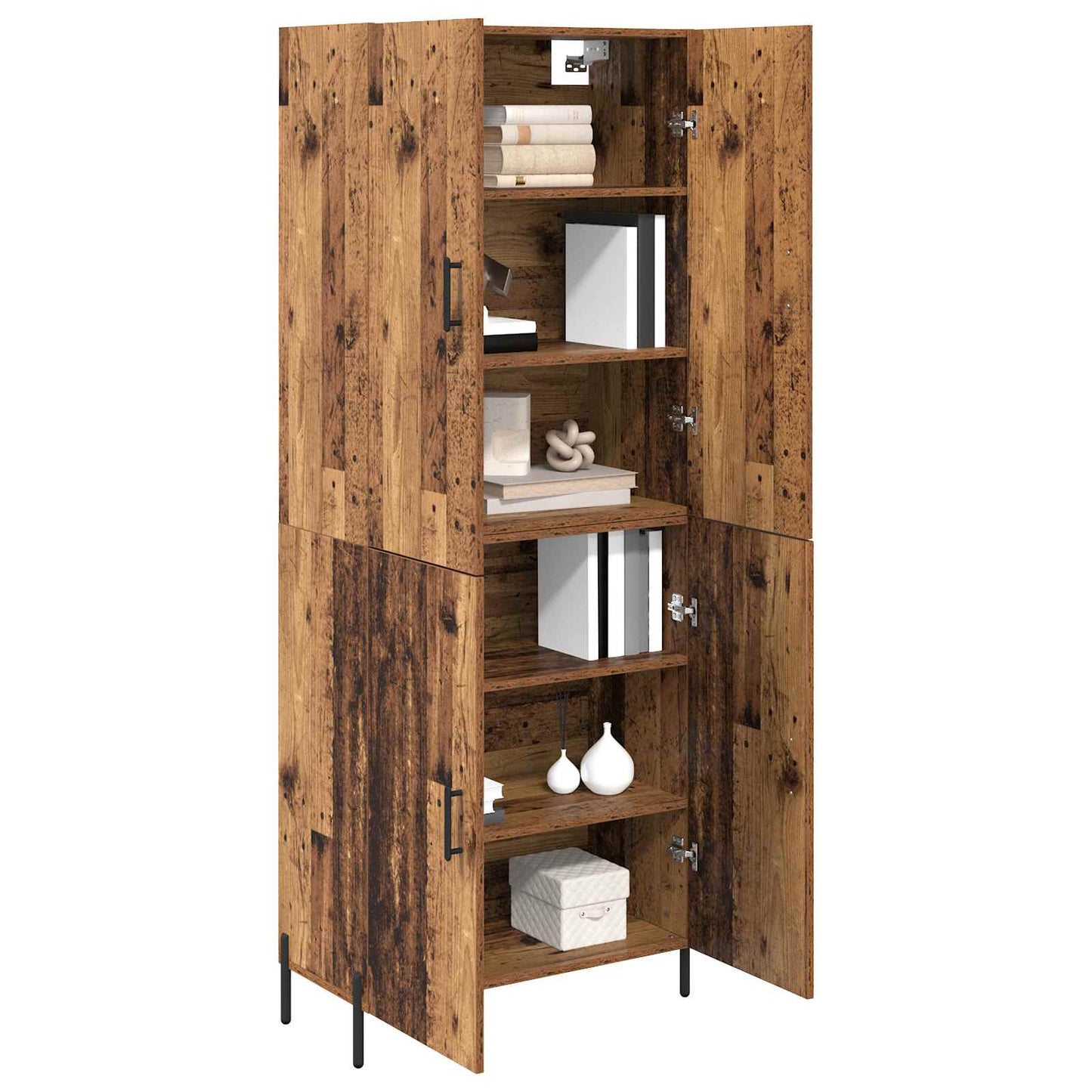 vidaXL Highboard Wandmontiert Altholz 69,5 x 34 x 180 cm Holzwerkstoff