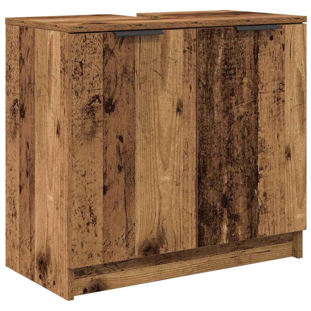 Badezimmerschrank-Set mit Regal mit Tür Altholz Holzwerkstoff