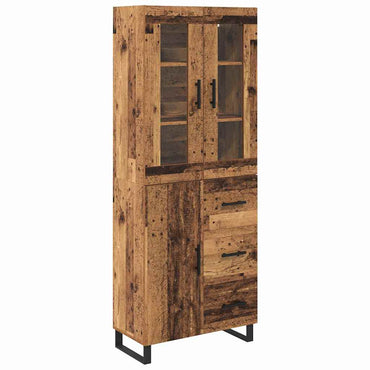 vidaXL Highboard mit Schubladen 2 pcs Altholz Engineered Wood und Glas