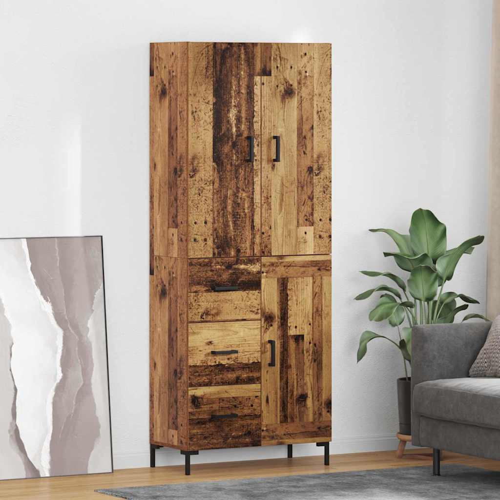 vidaXL Highboard Wandmontiert Altholz 69,5 x 34 x 180 cm Holzwerkstoff