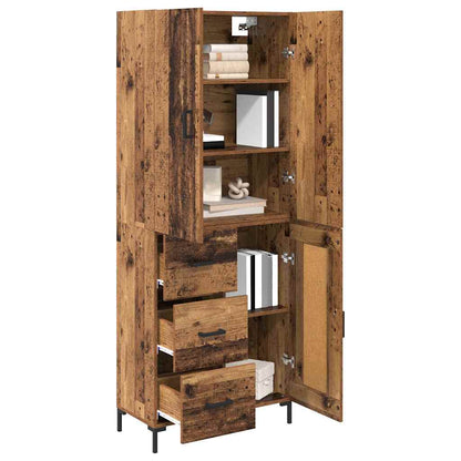 vidaXL Highboard Wandmontiert Altholz 69,5 x 34 x 180 cm Holzwerkstoff