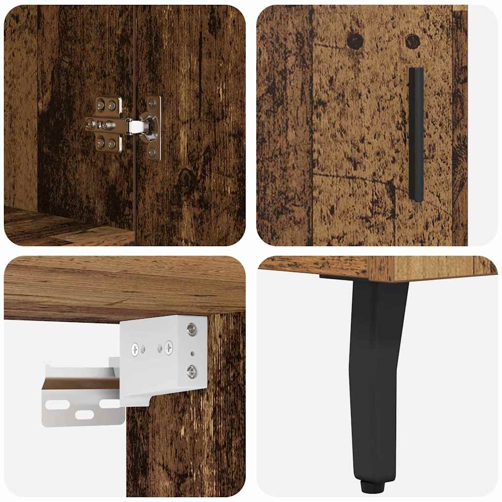 Highboard Altholz 69,5 x 34 x 180 cm Engineered Wood und Glas