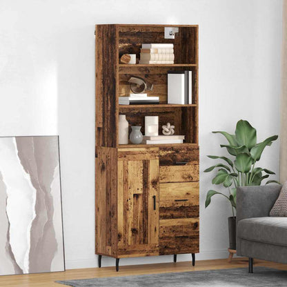 Highboard Altholz 69,5 x 34 x 180 cm Engineered Wood und Glas