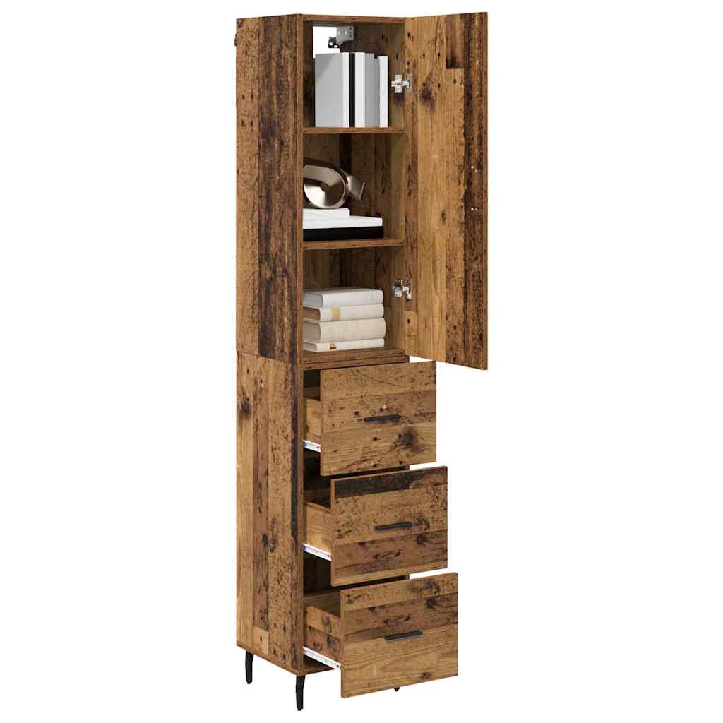 vidaXL Highboard Altholz 34,5 x 34 x 180 cm Holzwerkstoff