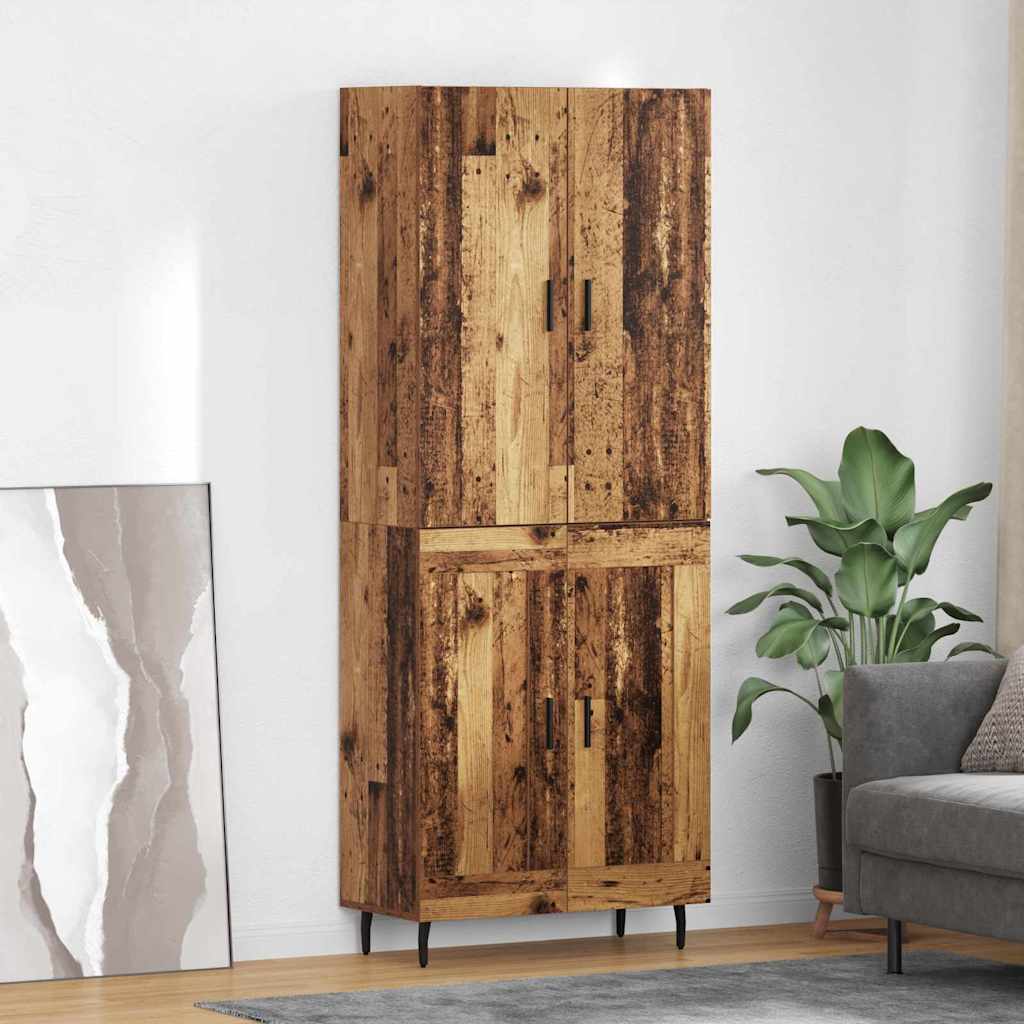 vidaXL Highboard 2 pcs Altholz Engineered Wood und Glas