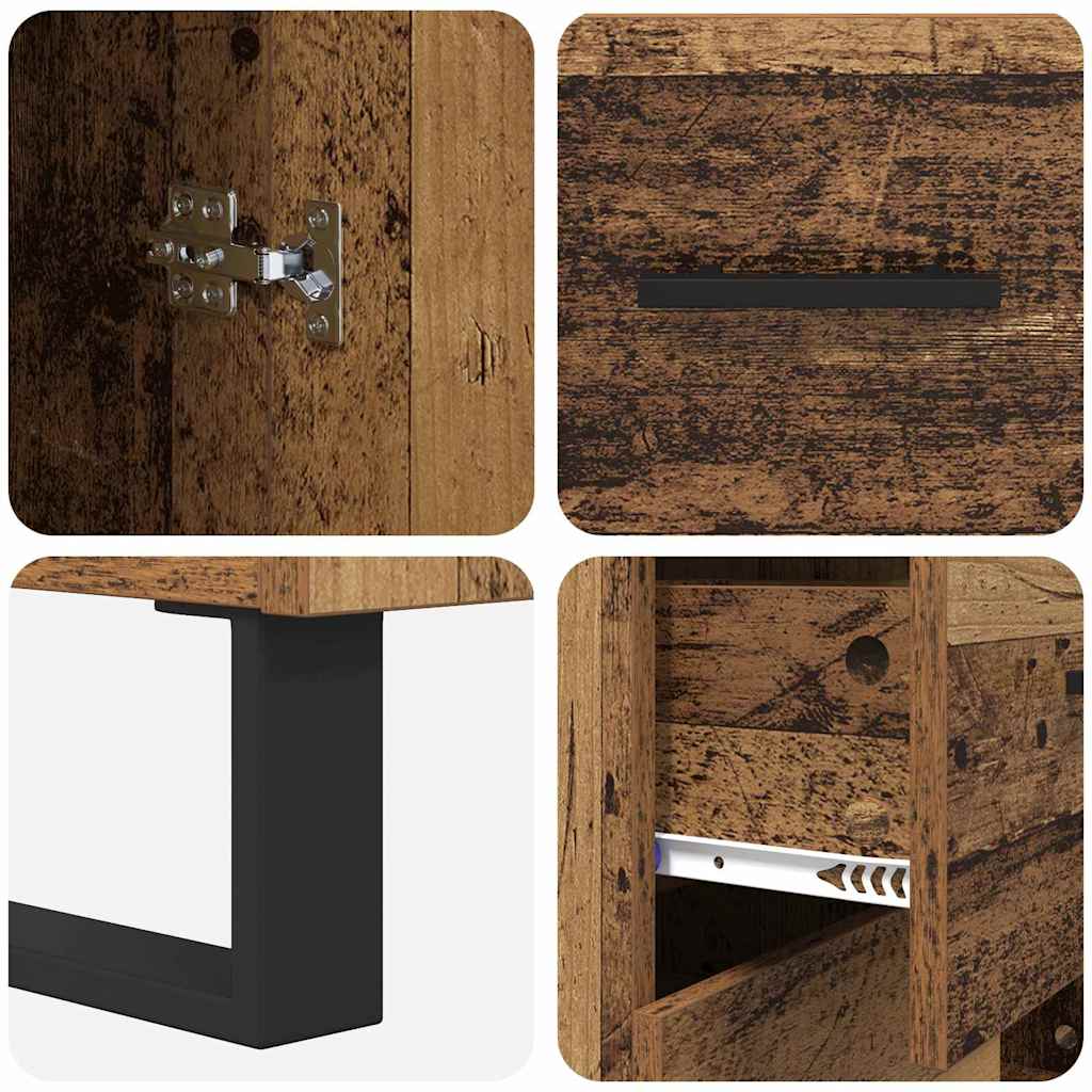 vidaXL Highboard mit Schubladen 2 pcs Altholz 69,5 x 34 x 180 cm