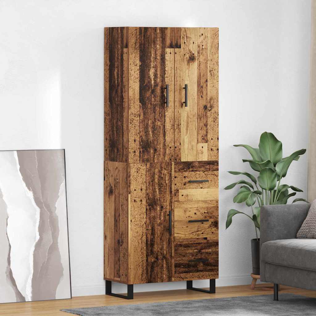 vidaXL Highboard mit Schubladen 2 pcs Altholz 69,5 x 34 x 180 cm