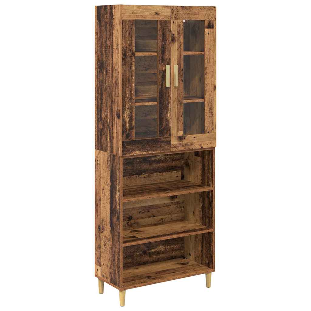 vidaXL Highboard Altholz 69,5 x 34 x 180 cm Engineered Wood und Glas