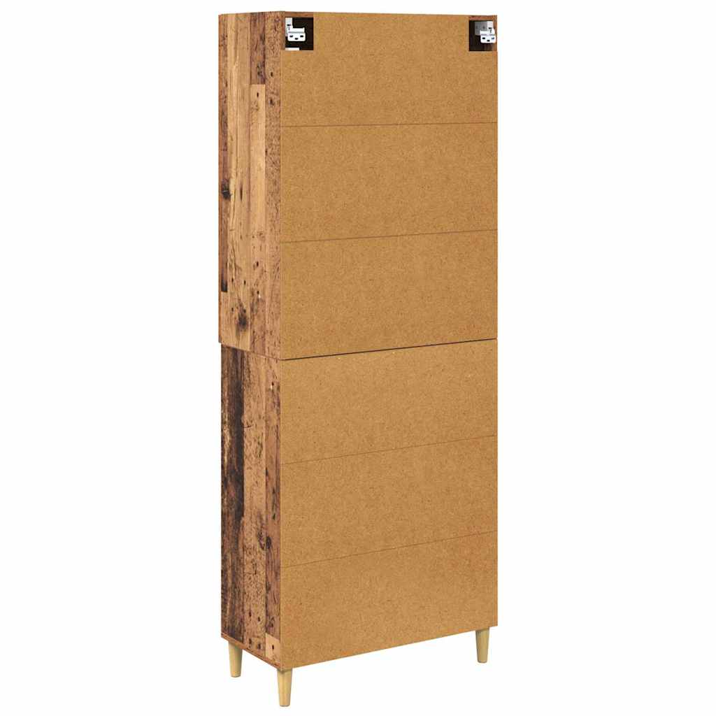 vidaXL Highboard Altholz 69,5 x 34 x 180 cm Engineered Wood und Glas