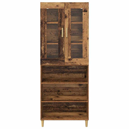 vidaXL Highboard Altholz 69,5 x 34 x 180 cm Engineered Wood und Glas