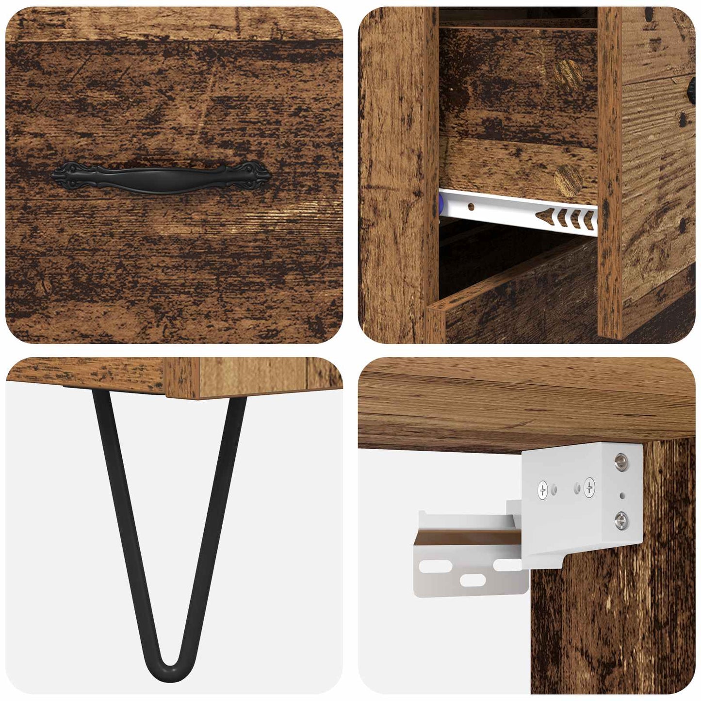 vidaXL Buffet haut avec tiroirs 2 pcs Bois de récupération Bois d'ingénierie