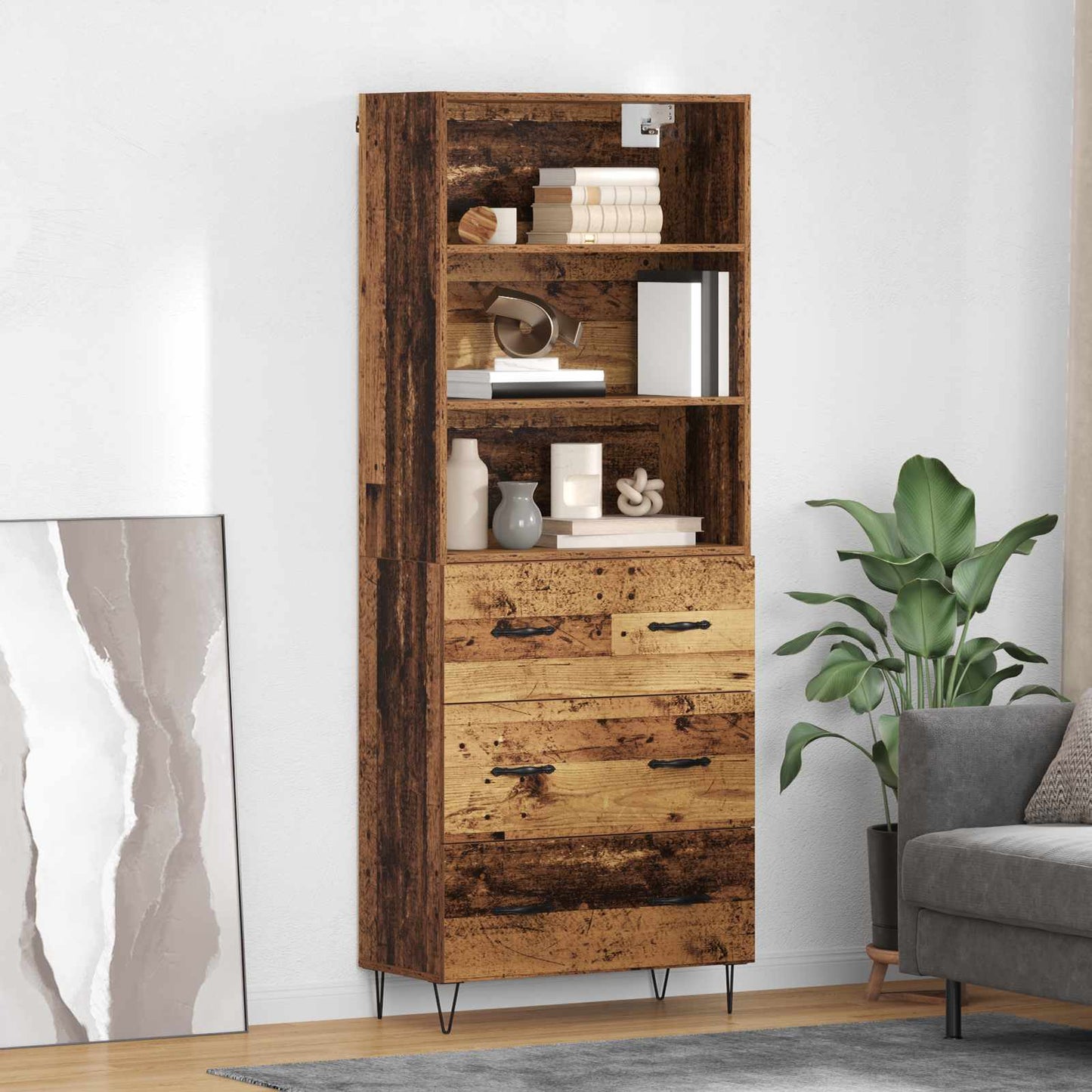vidaXL Buffet haut avec tiroirs 2 pcs Bois de récupération Bois d'ingénierie