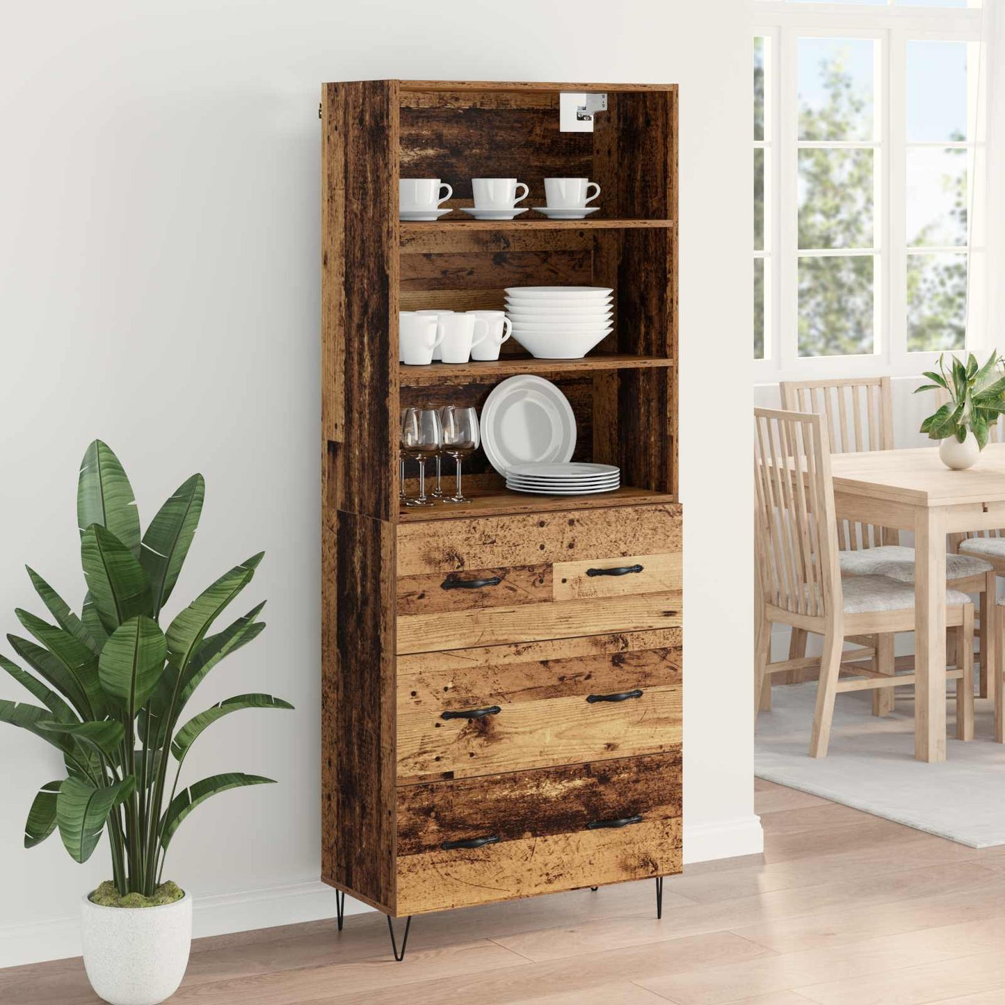 vidaXL Buffet haut avec tiroirs 2 pcs Bois de récupération Bois d'ingénierie