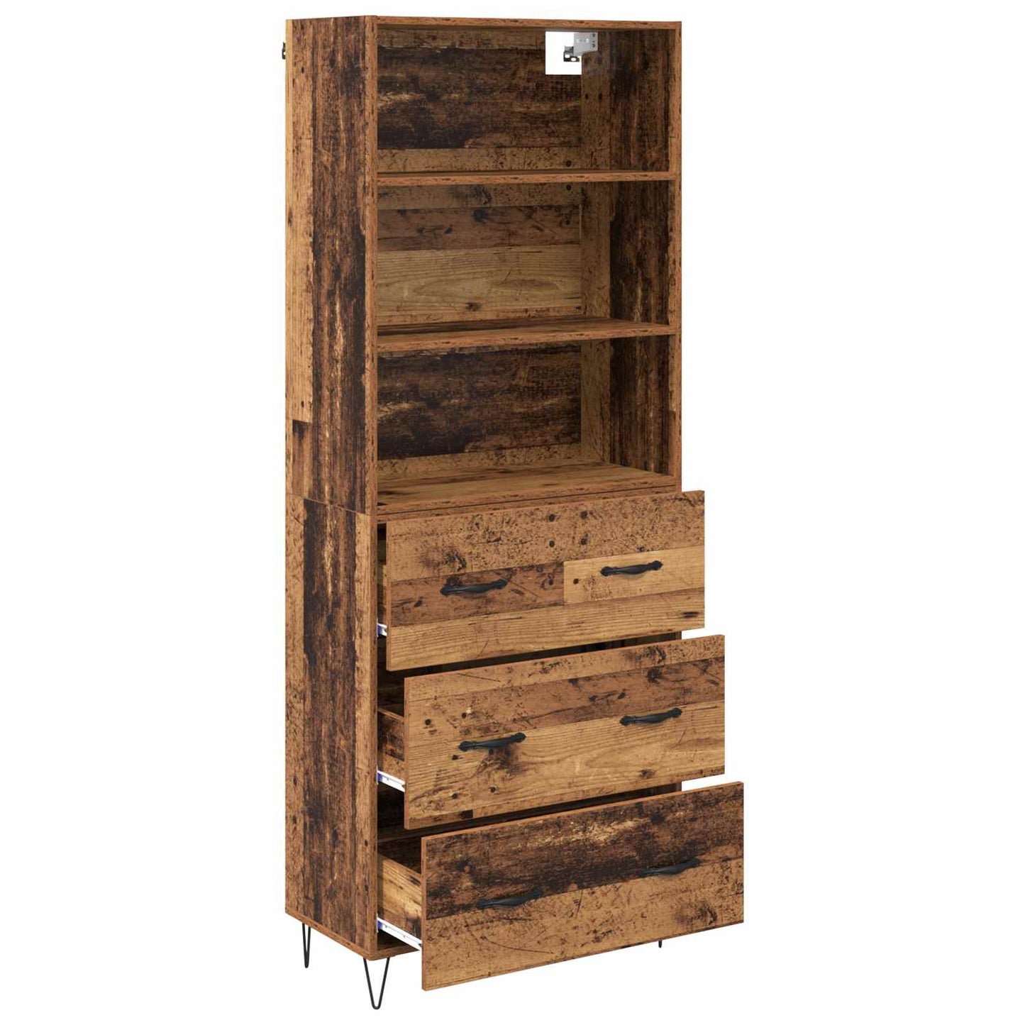 vidaXL Buffet haut avec tiroirs 2 pcs Bois de récupération Bois d'ingénierie