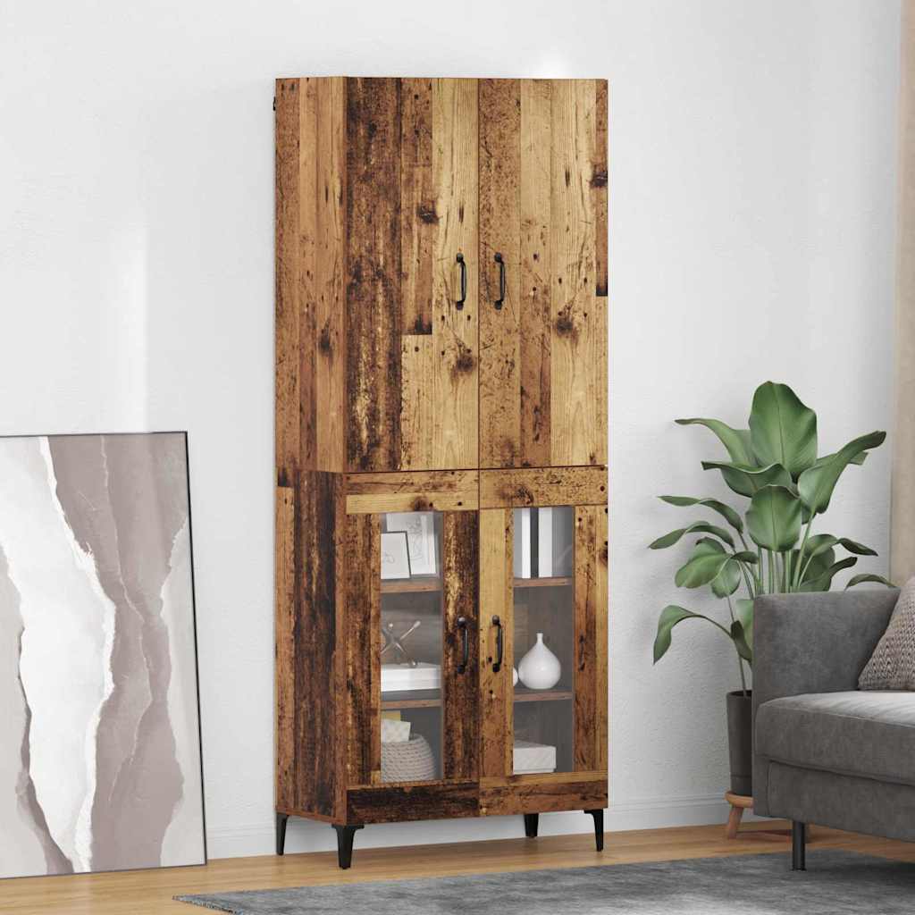vidaXL Highboard Wandmontiert Altholz 69,5 x 34 x 180 cm Holzwerkstoff