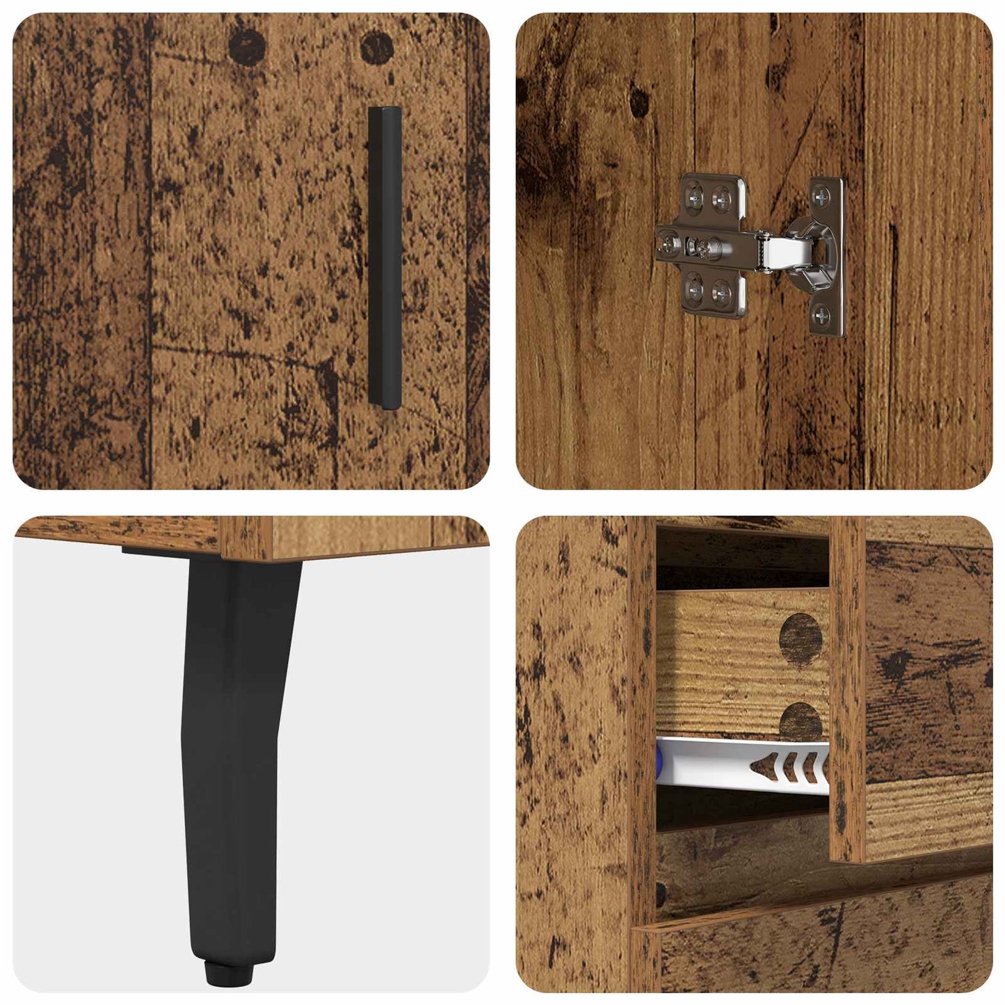 vidaXL Highboard avec tiroirs 2 pcs Bois de récupération Bois d'ingénierie et verre