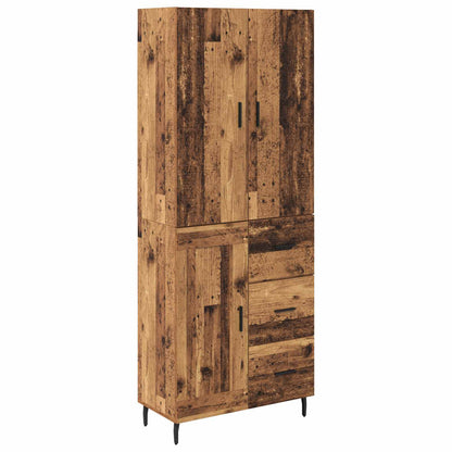 vidaXL Highboard avec tiroirs 2 pcs Bois de récupération Bois d'ingénierie et verre