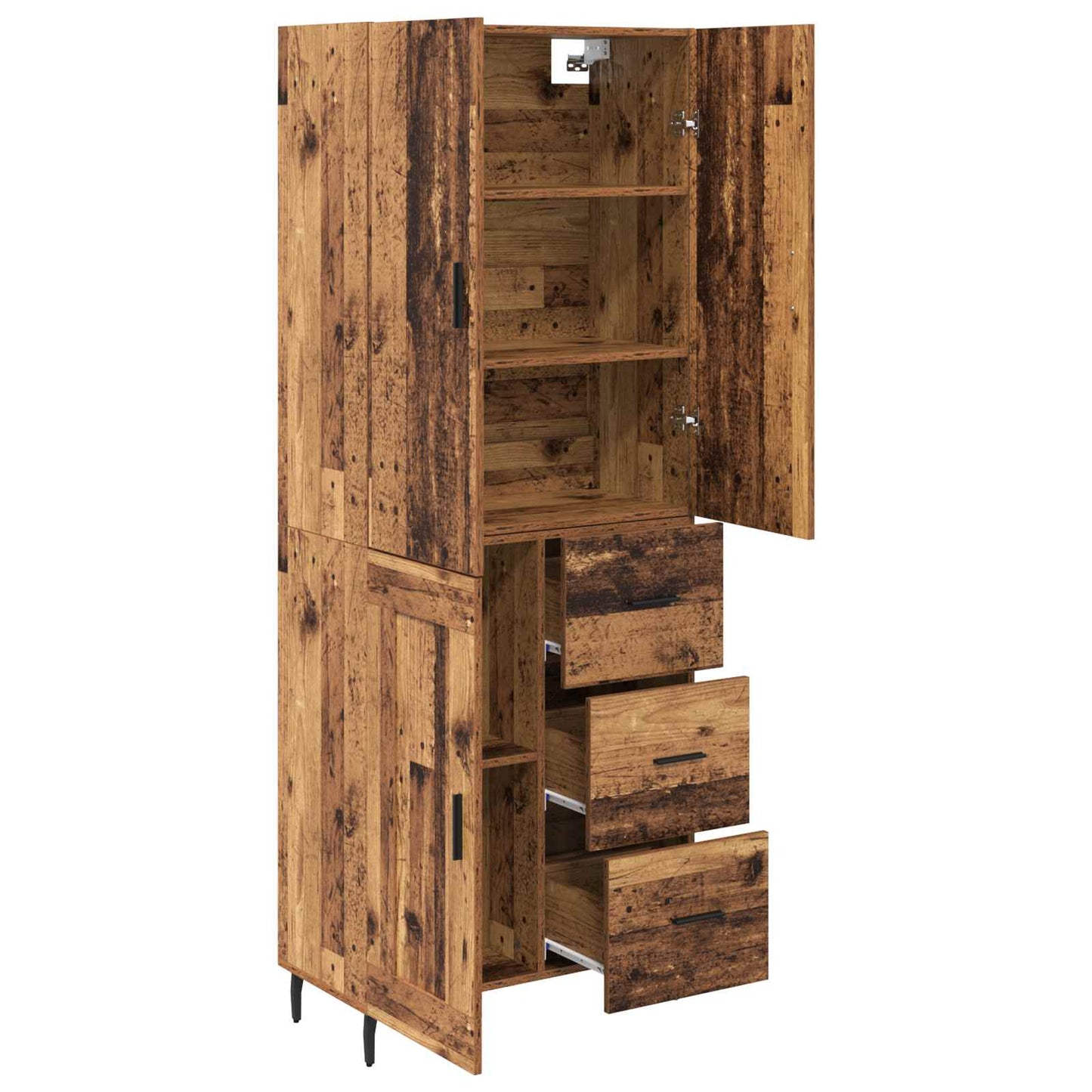 vidaXL Highboard avec tiroirs 2 pcs Bois de récupération Bois d'ingénierie et verre
