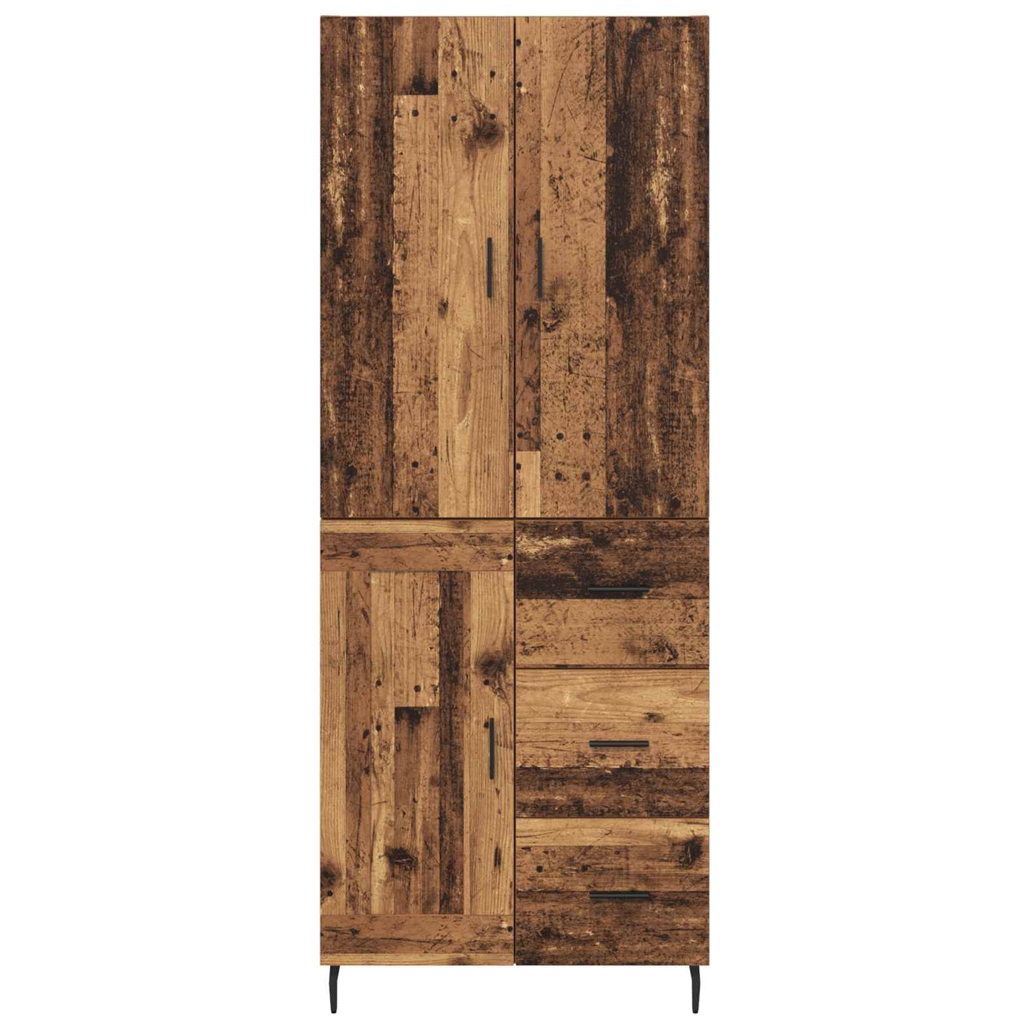 vidaXL Highboard avec tiroirs 2 pcs Bois de récupération Bois d'ingénierie et verre