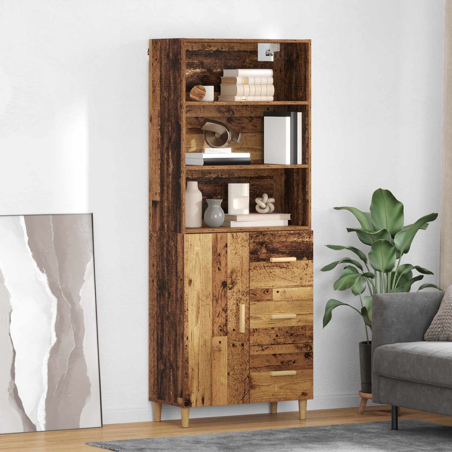 vidaXL Meuble haut en bois de récupération 69,5 x 32,5 x 180 cm, bois d'ingénierie