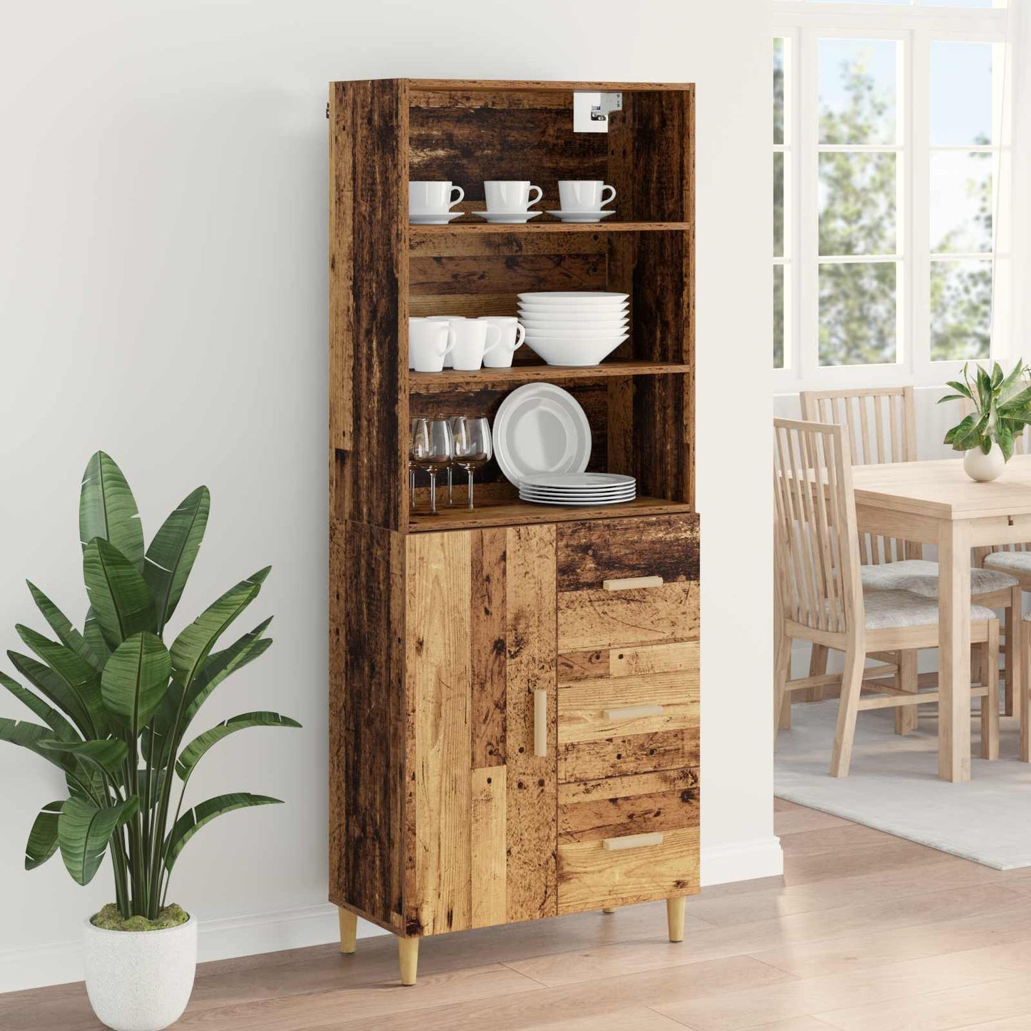 vidaXL Meuble haut en bois de récupération 69,5 x 32,5 x 180 cm, bois d'ingénierie