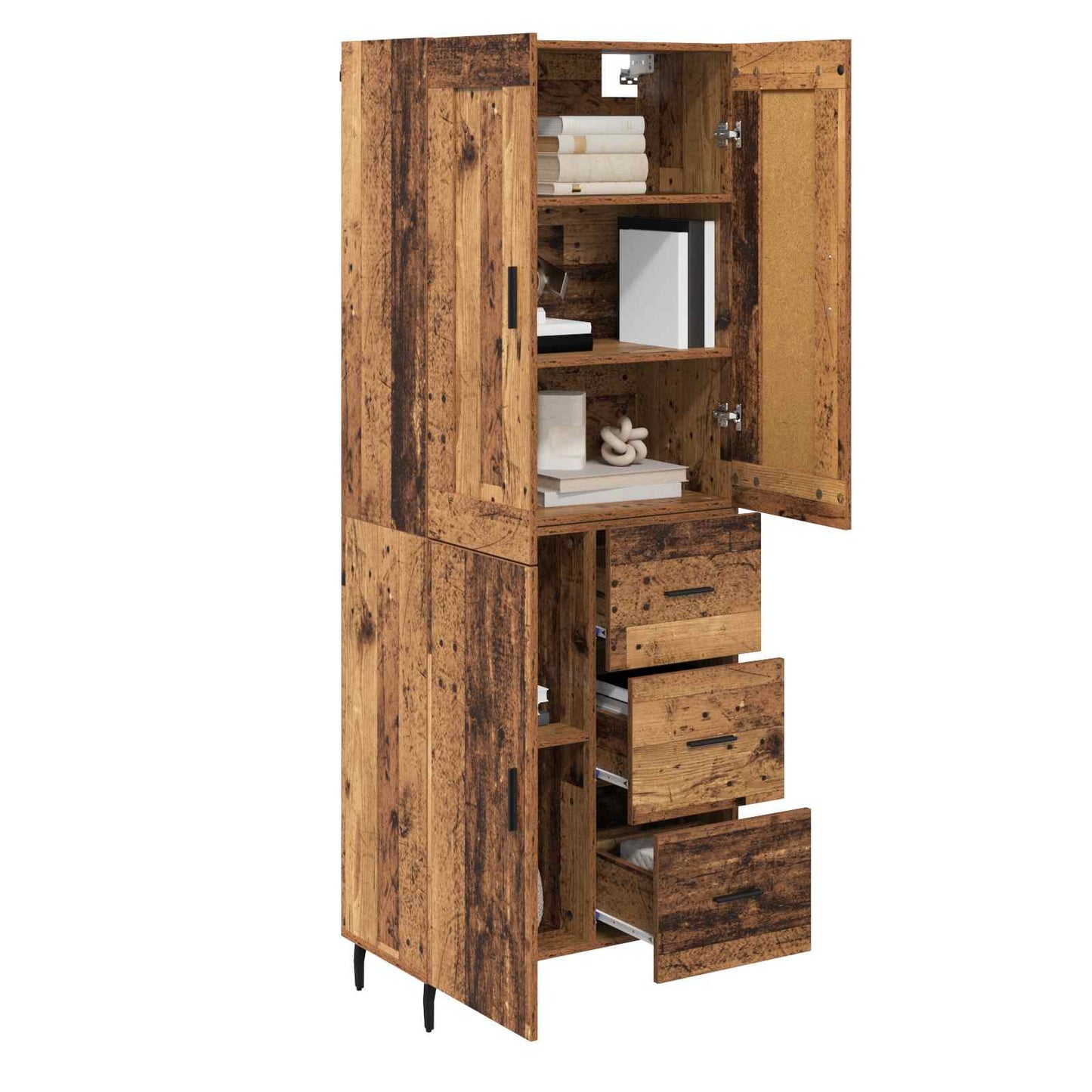 Highboard mit Schubladen 2 pcs Altholz Holzwerkstoff