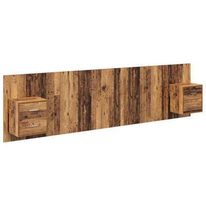Kopfteil mit Schrank mit Schubladen 3 pcs Altholz Holzwerkstoff