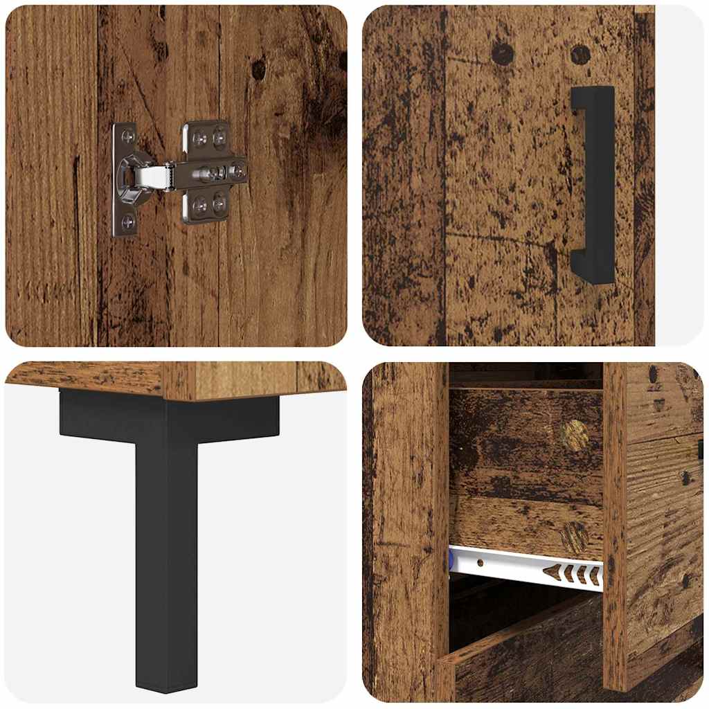 vidaXL Highboard Wandmontiert Altholz 69,5 x 34 x 180 cm Holzwerkstoff