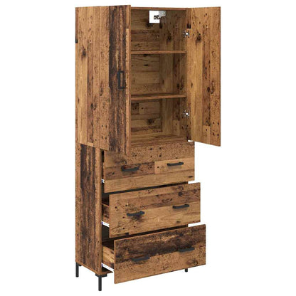 vidaXL Highboard Wandmontiert Altholz 69,5 x 34 x 180 cm Holzwerkstoff