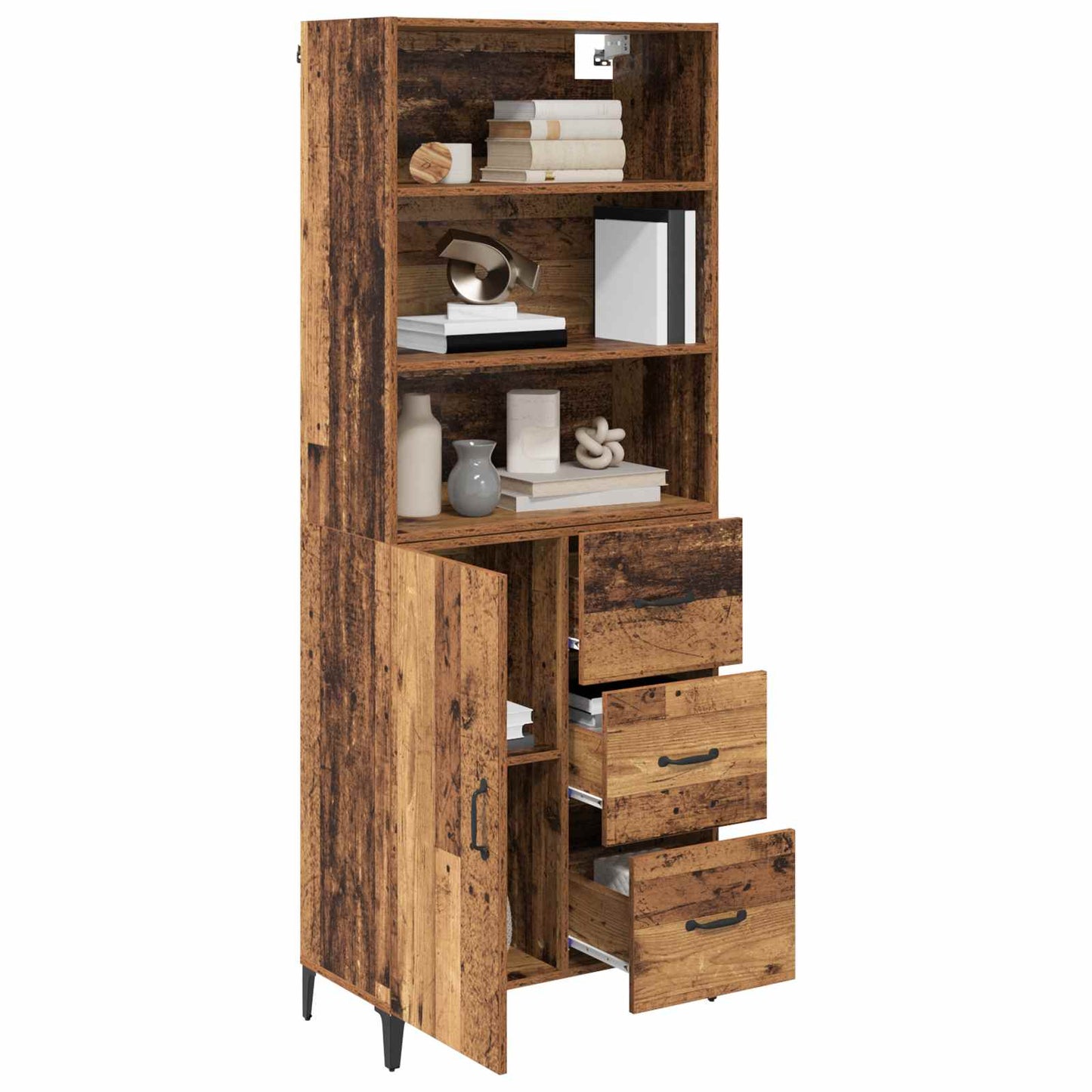 Highboard Altholz 69,5 x 34 x 180 cm Holzwerkstoff