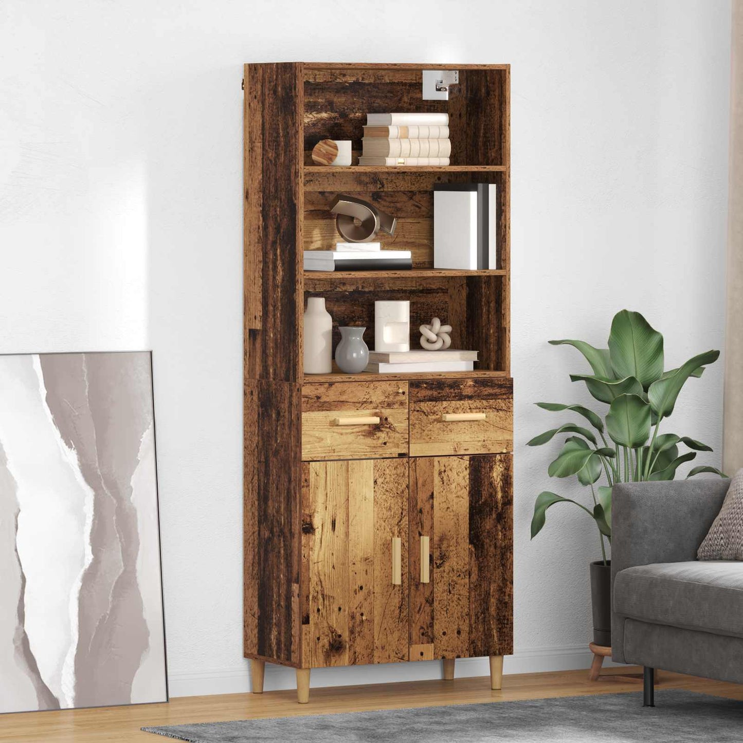 vidaXL Meuble haut en bois de récupération 69,5 x 32,5 x 180 cm, bois d'ingénierie