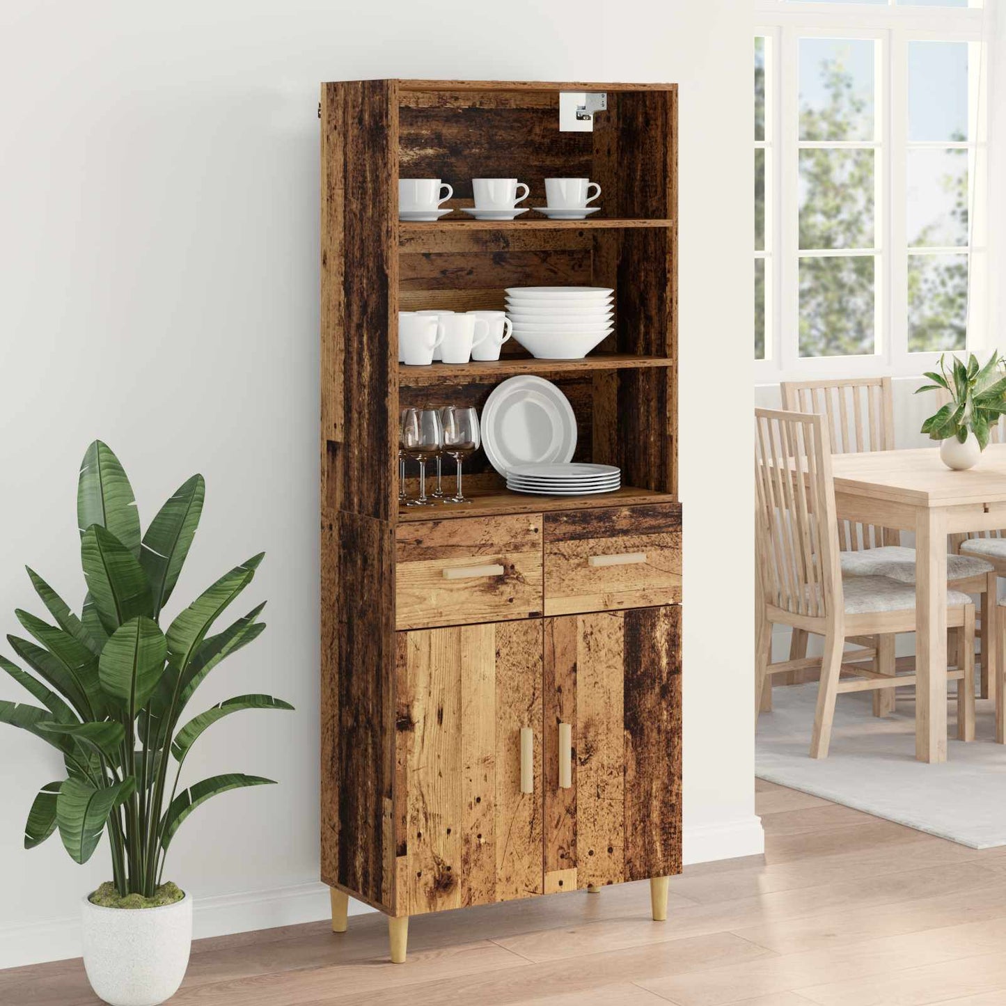 vidaXL Meuble haut en bois de récupération 69,5 x 32,5 x 180 cm, bois d'ingénierie