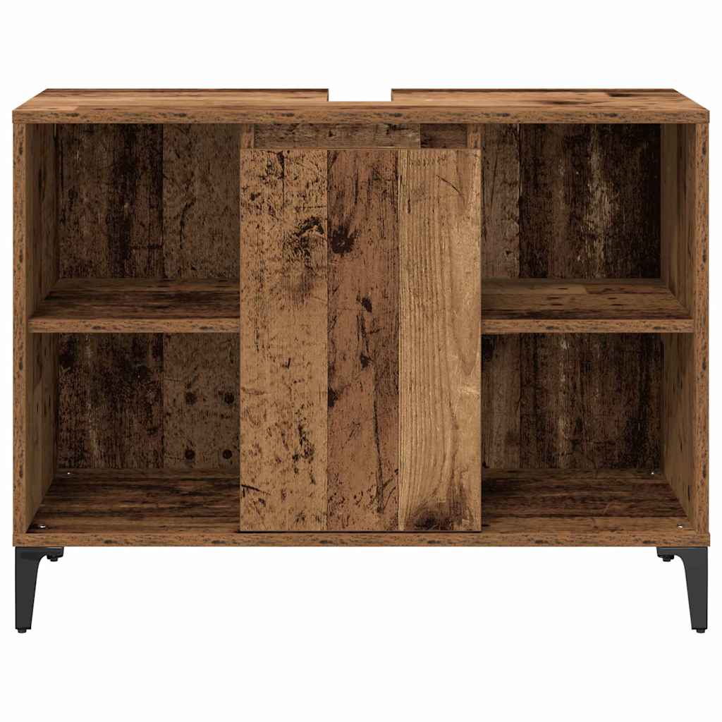 vidaXL Badezimmermöbel-Set mit Regal 3 pcs Altholz Holzwerkstoff