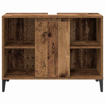 vidaXL Badezimmermöbel-Set mit Regal 3 pcs Altholz Holzwerkstoff