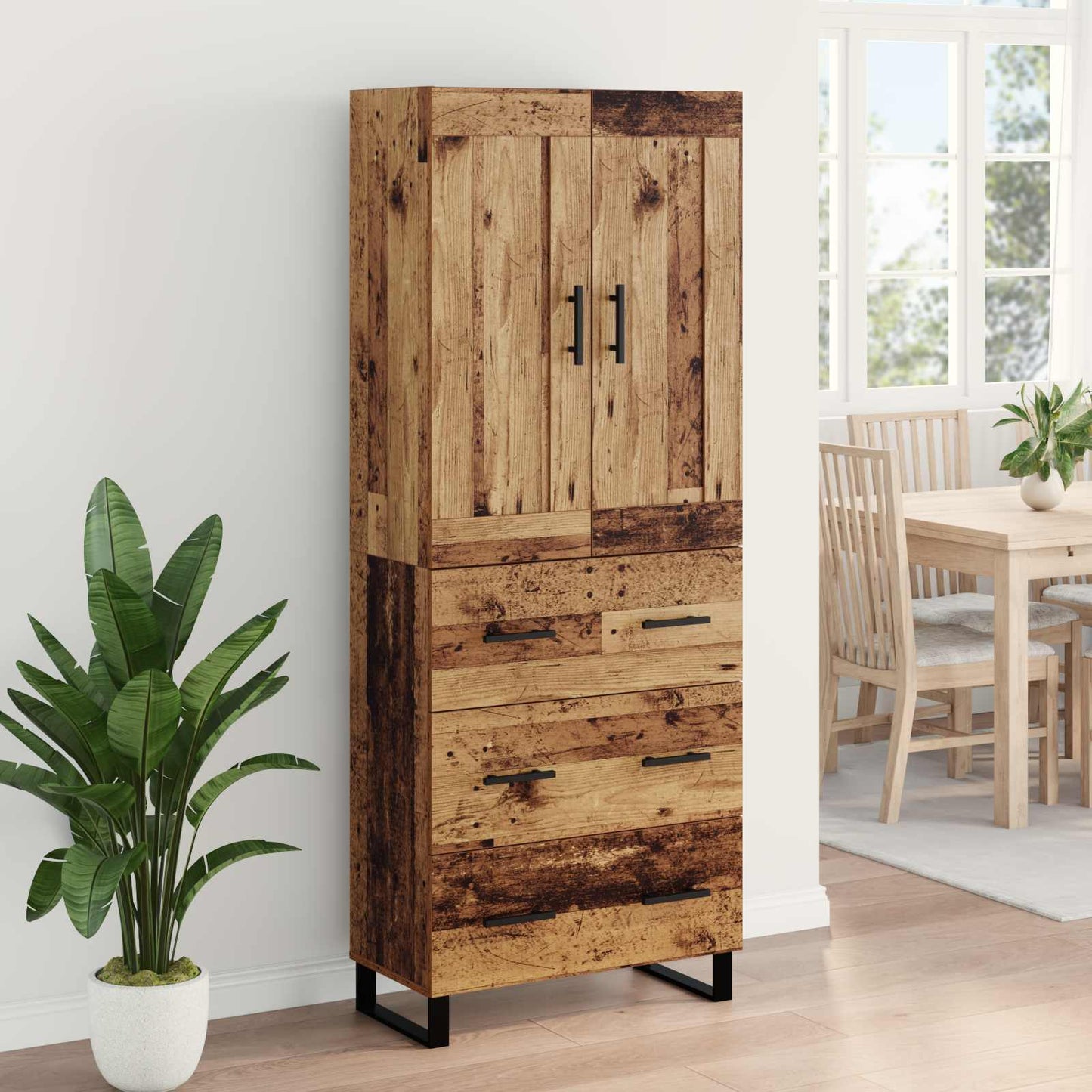 vidaXL Highboard Altholz 69,5 x 34 x 180 cm Holzwerkstoff