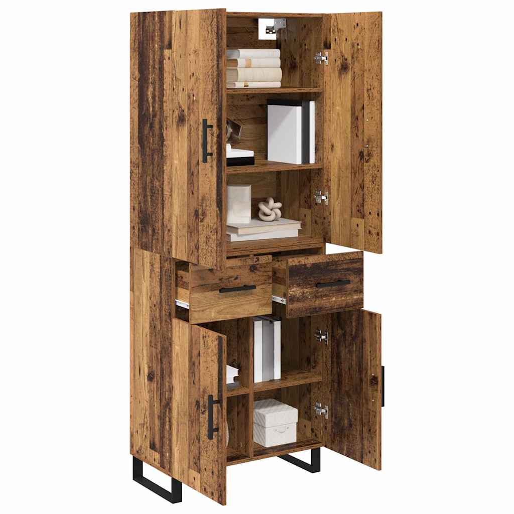 vidaXL Highboard mit Schubladen 2 pcs Altholz 69,5 x 34 x 180 cm