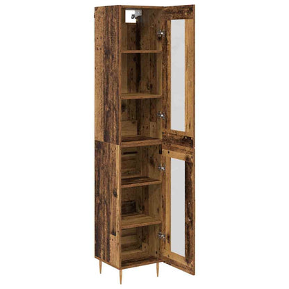 vidaXL Highboard 2 pcs Altholz Glas