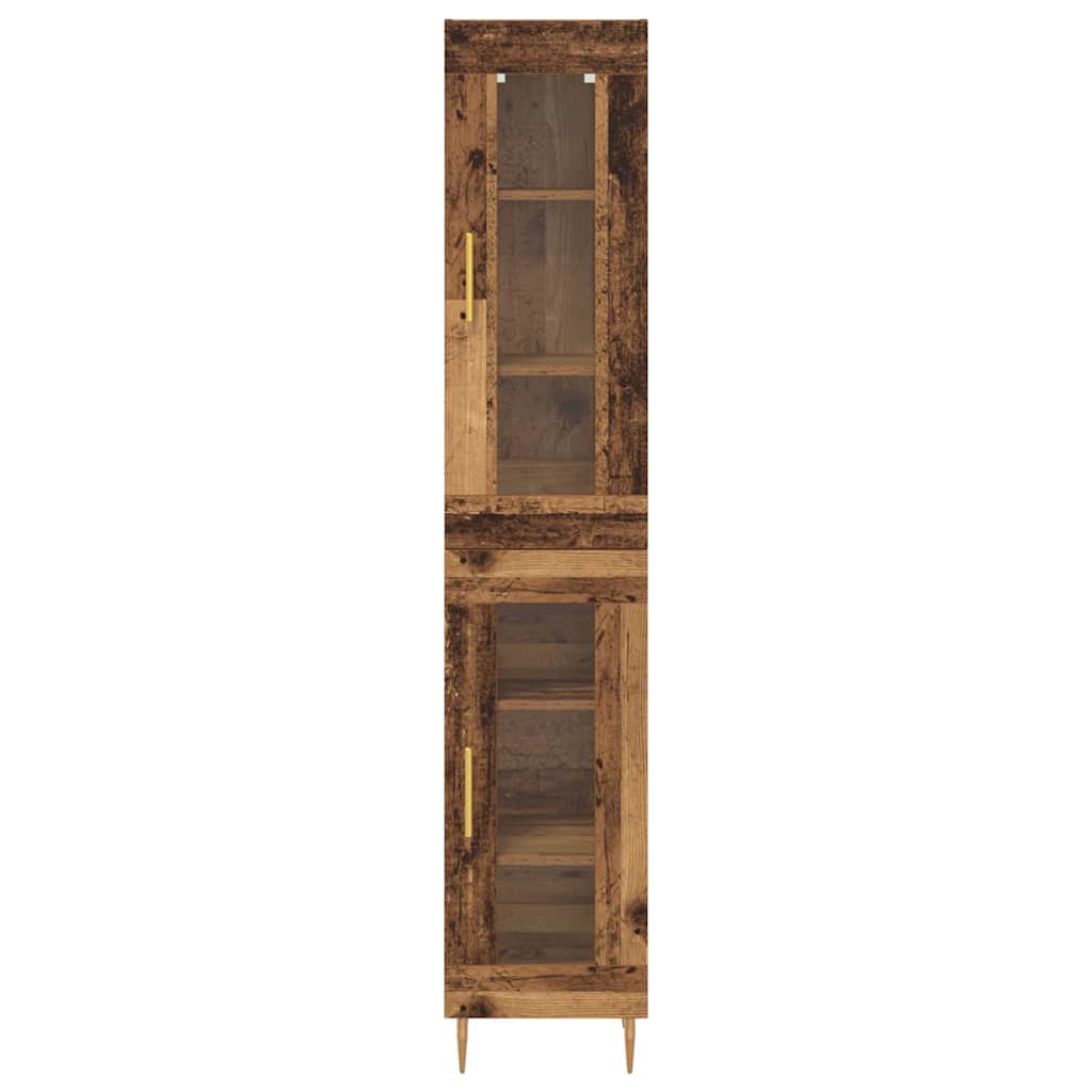 vidaXL Highboard 2 pcs Altholz Glas
