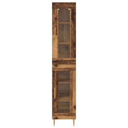 vidaXL Highboard 2 pcs Altholz Glas