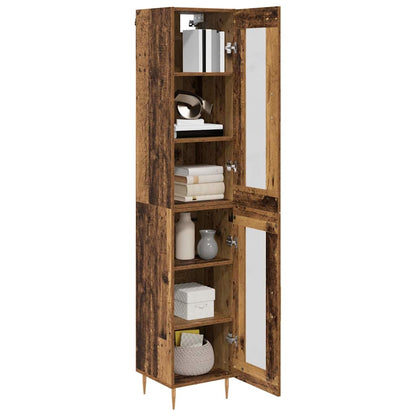 vidaXL Highboard 2 pcs Altholz Glas
