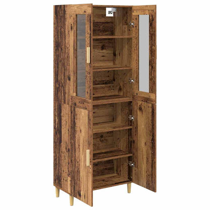 vidaXL Highboard Altholz 69,5 x 34 x 180 cm Engineered Wood und Glas
