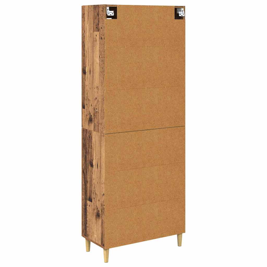 vidaXL Highboard Altholz 69,5 x 34 x 180 cm Engineered Wood und Glas