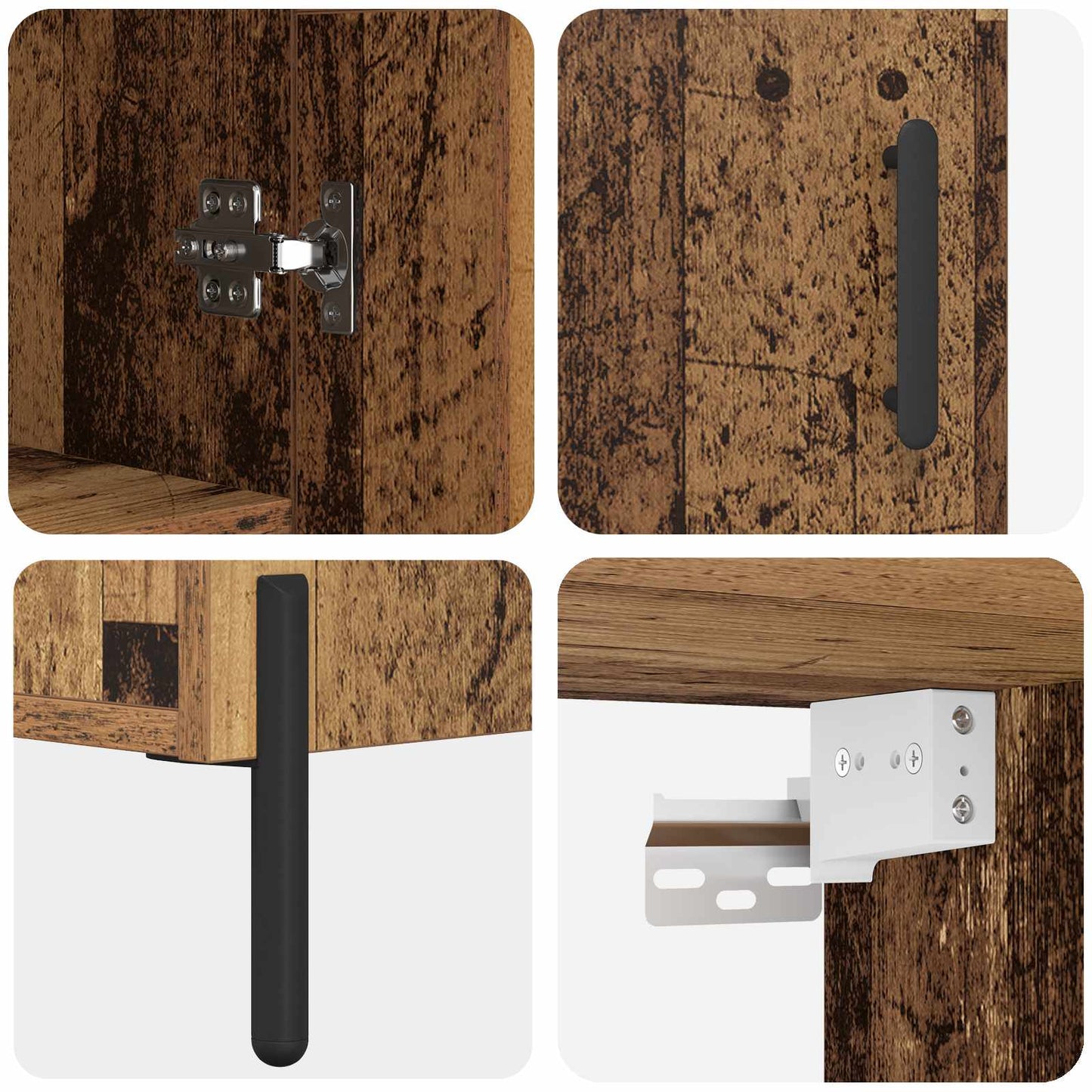 vidaXL Highboard Wandmontiert Altholz 69,5 x 34 x 180 cm Holzwerkstoff