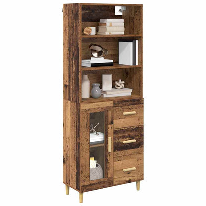 Highboard Altholz 69,5 x 34 x 180 cm Holzwerkstoff