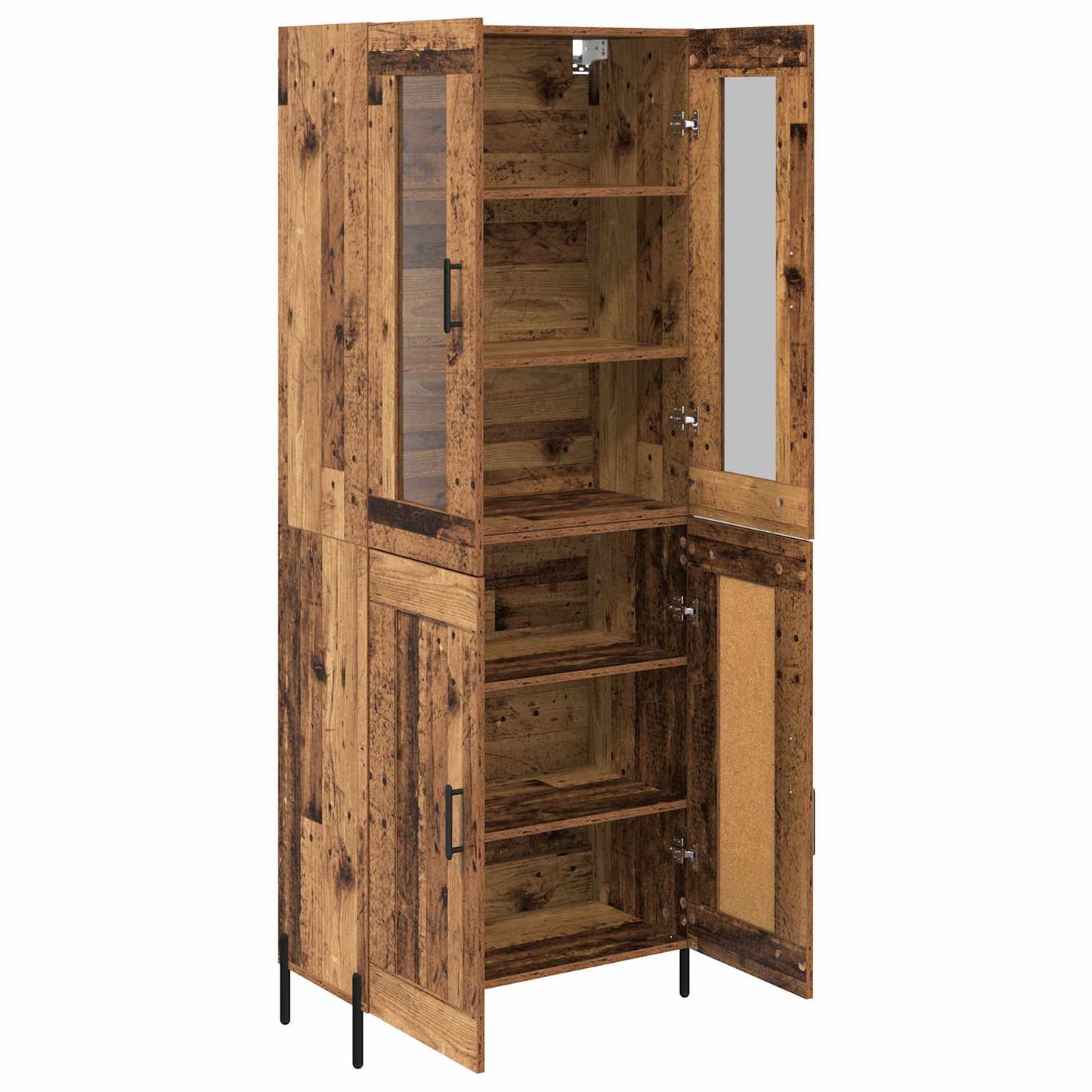 vidaXL Highboard Wandmontiert Altholz 69,5 x 34 x 180 cm Holzwerkstoff
