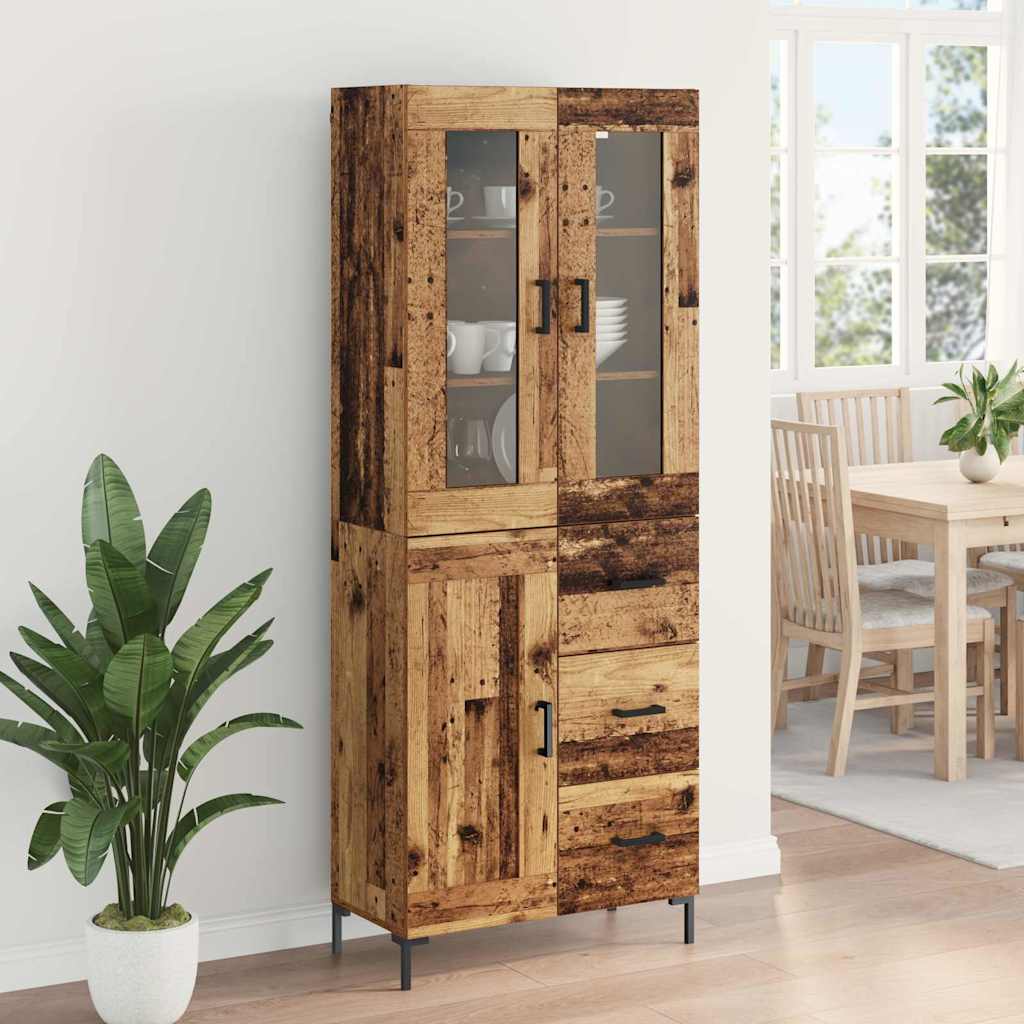 vidaXL Buffet haut avec tiroirs 2 pcs Bois de récupération Bois d'ingénierie