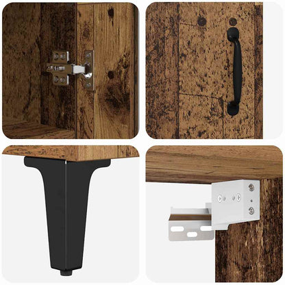 vidaXL Highboard Wandmontiert Altholz 69,5 x 34 x 180 cm Holzwerkstoff