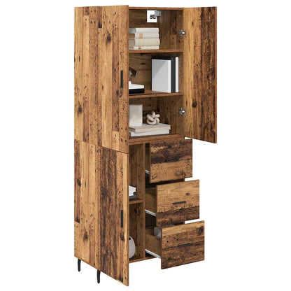 Highboard mit Schubladen 2 pcs Altholz Engineered Wood und Glas